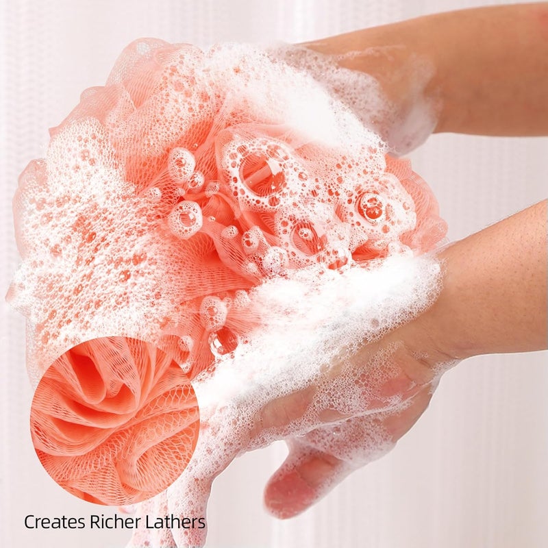 F-U Store Loofah Sponge Shower Loofahs 70g Bath Sponges Mesh Balls 4 Colors for Body Scrubber Exfoliator Wash Back Scrubber Bathroom Men Women - 4 Pack Scrubbers Cleaning Bathing Accessories - Image 2
